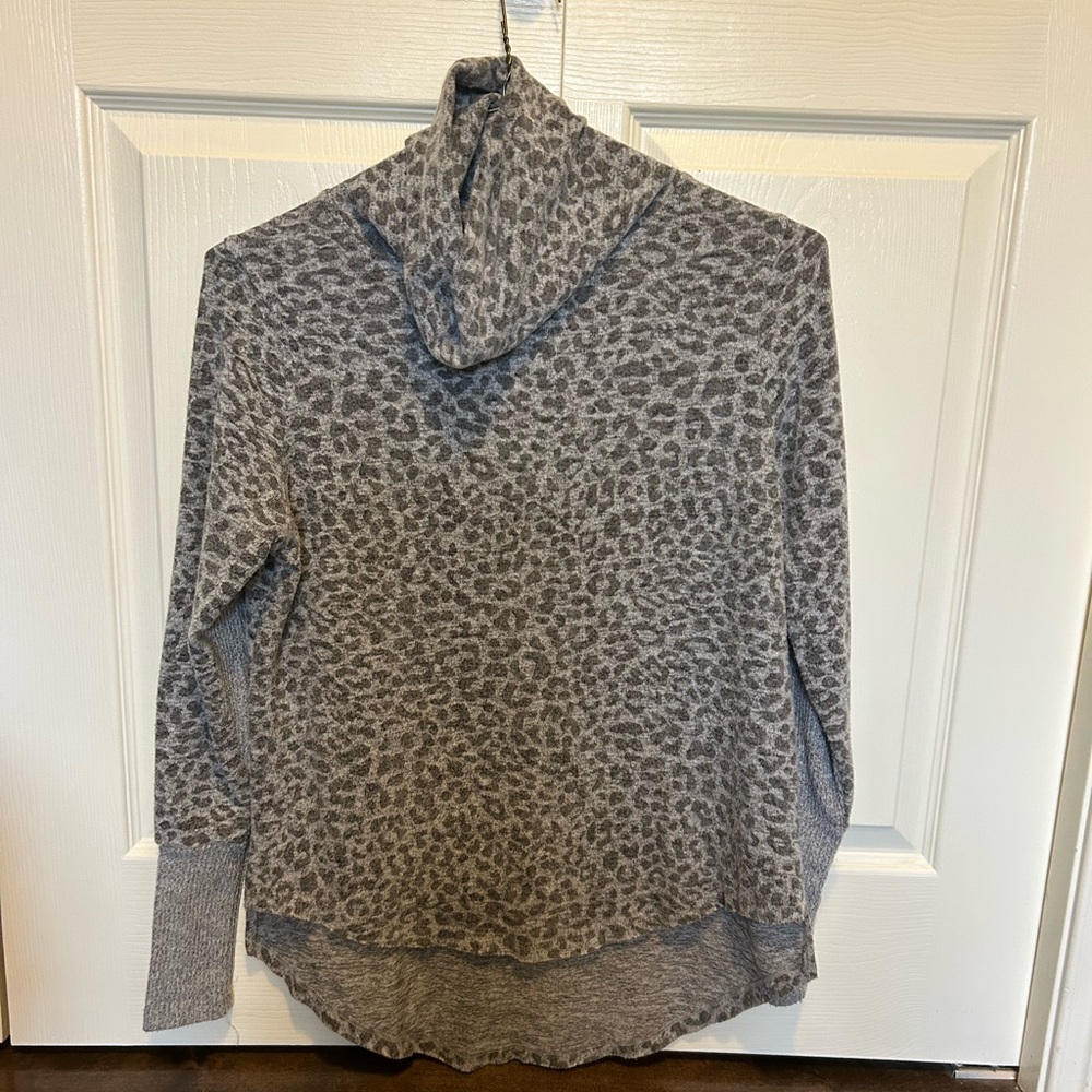 Sweet Romeo Gray Animal Print Cowl Neck Sweater